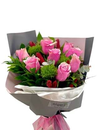 Pinker Bouquet - 9 İthal Pembe Gül 