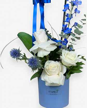 Azure Moon – Blue Orchid & White Roses
